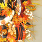 Celestial Moon Cat Floral Halloween Wreath