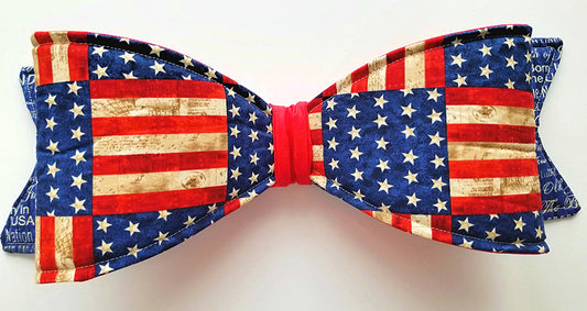 Patriotic Flag Wired Fabric Bow