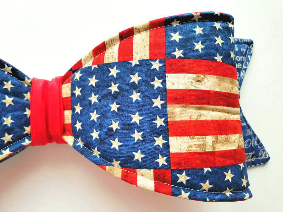 Patriotic Flag Wired Fabric Bow