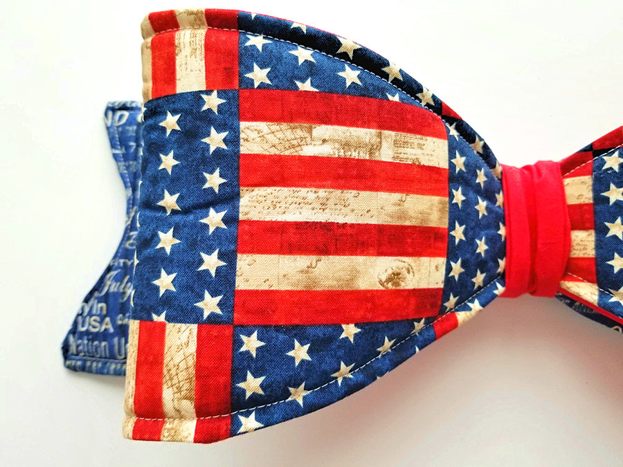 Patriotic Flag Wired Fabric Bow