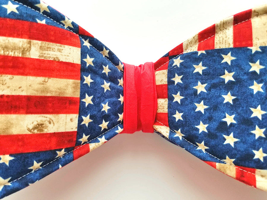 Patriotic Flag Wired Fabric Bow