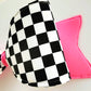 Pink Checkered Wired Fabric Bow