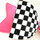 Pink Checkered Wired Fabric Bow