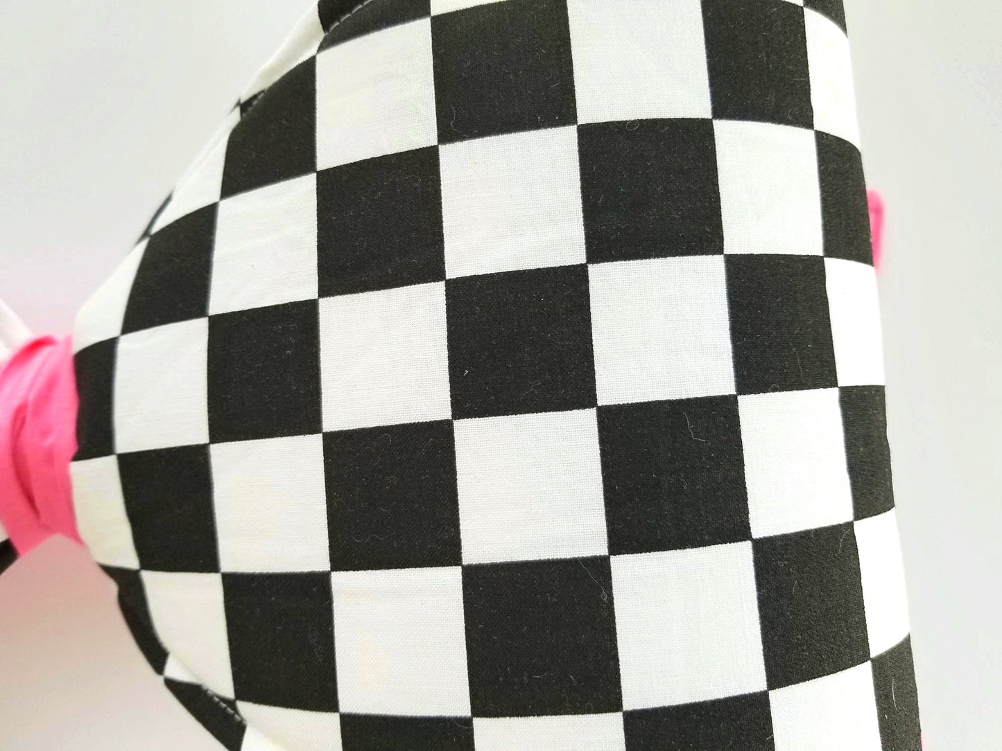 Pink Checkered Wired Fabric Bow