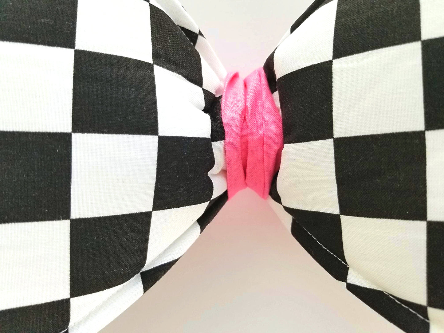 Pink Checkered Wired Fabric Bow
