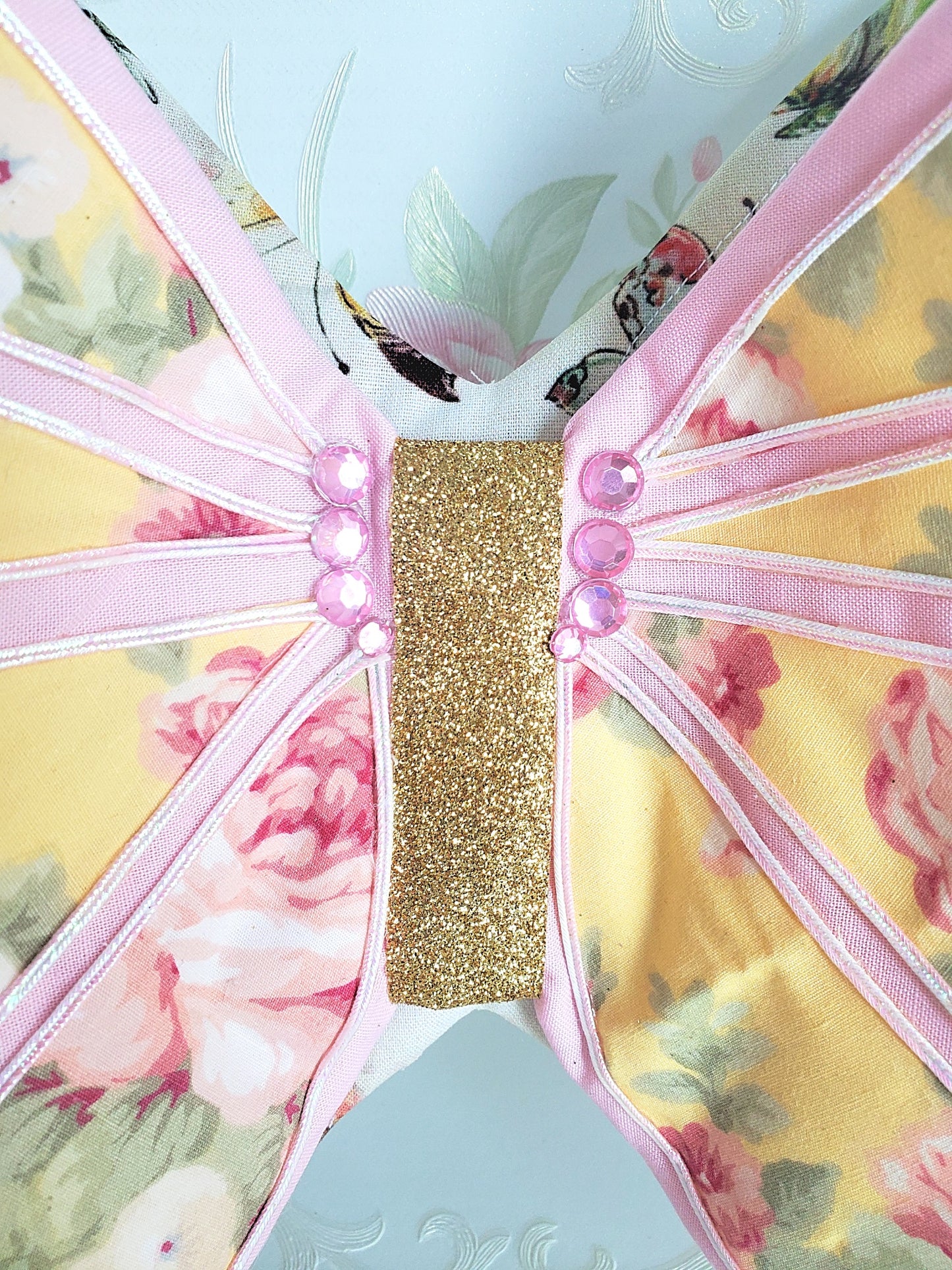 Pink Yellow Wired Spring 3D Butterfly Wreath Attachment