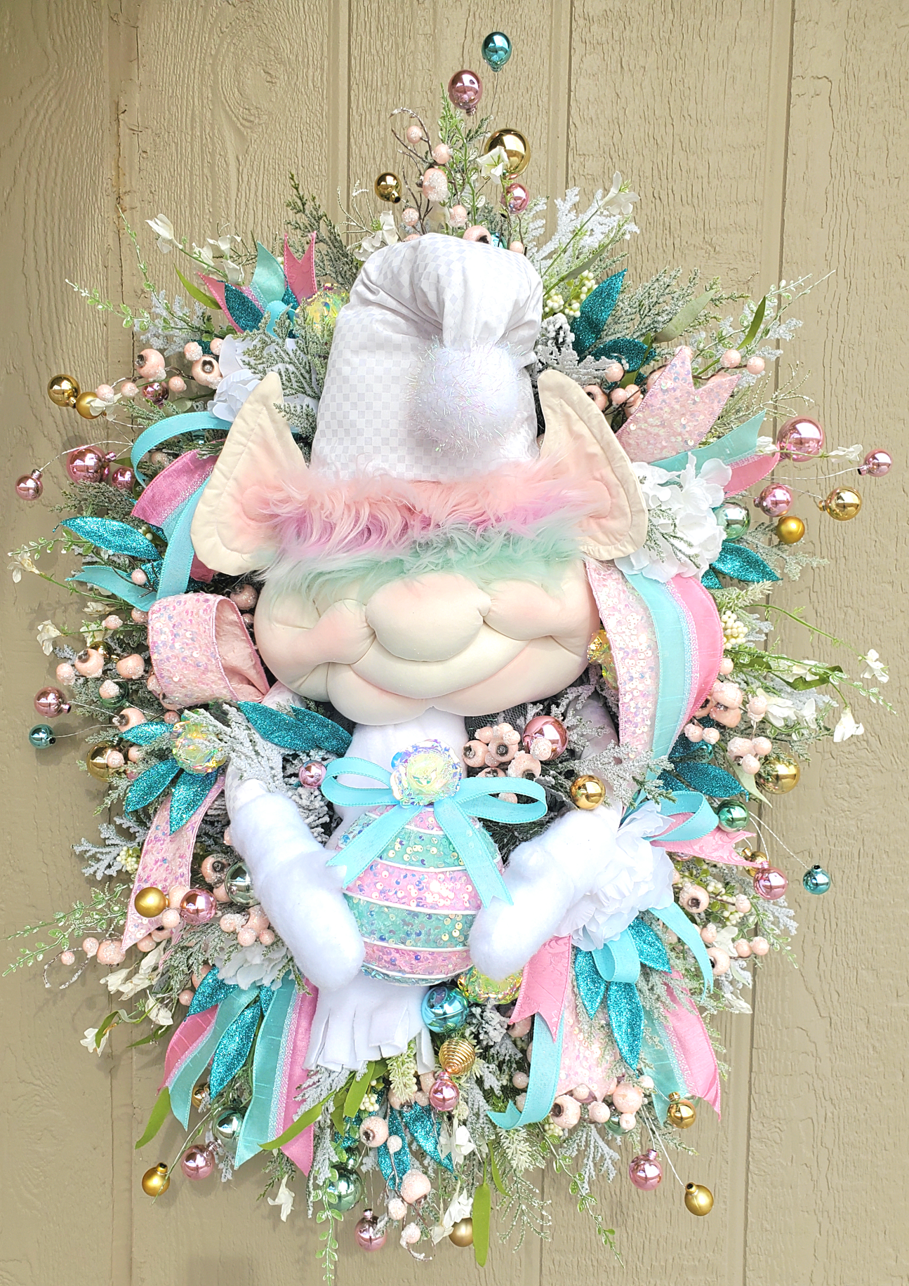 Pastel Elf Christmas Wreath
