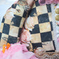 Checkered Pink Victorian Easter Bunny Wreath Attachment