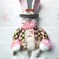 Checkered Pink Victorian Easter Bunny Wreath Attachment
