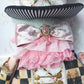Checkered Pink Victorian Easter Bunny Wreath Attachment