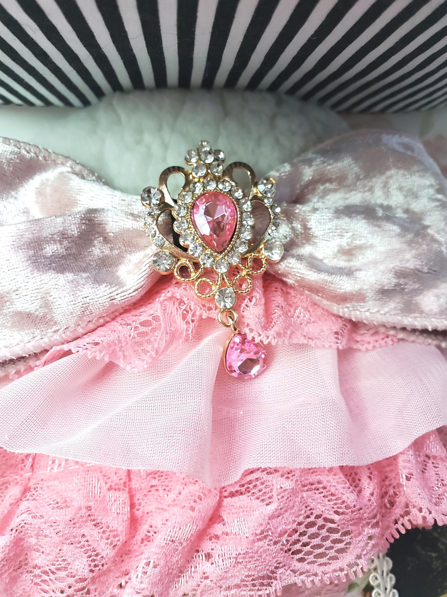 Checkered Pink Victorian Easter Bunny Wreath Attachment