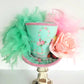 Pink Mint Rose Butterfly Mini Top Hat