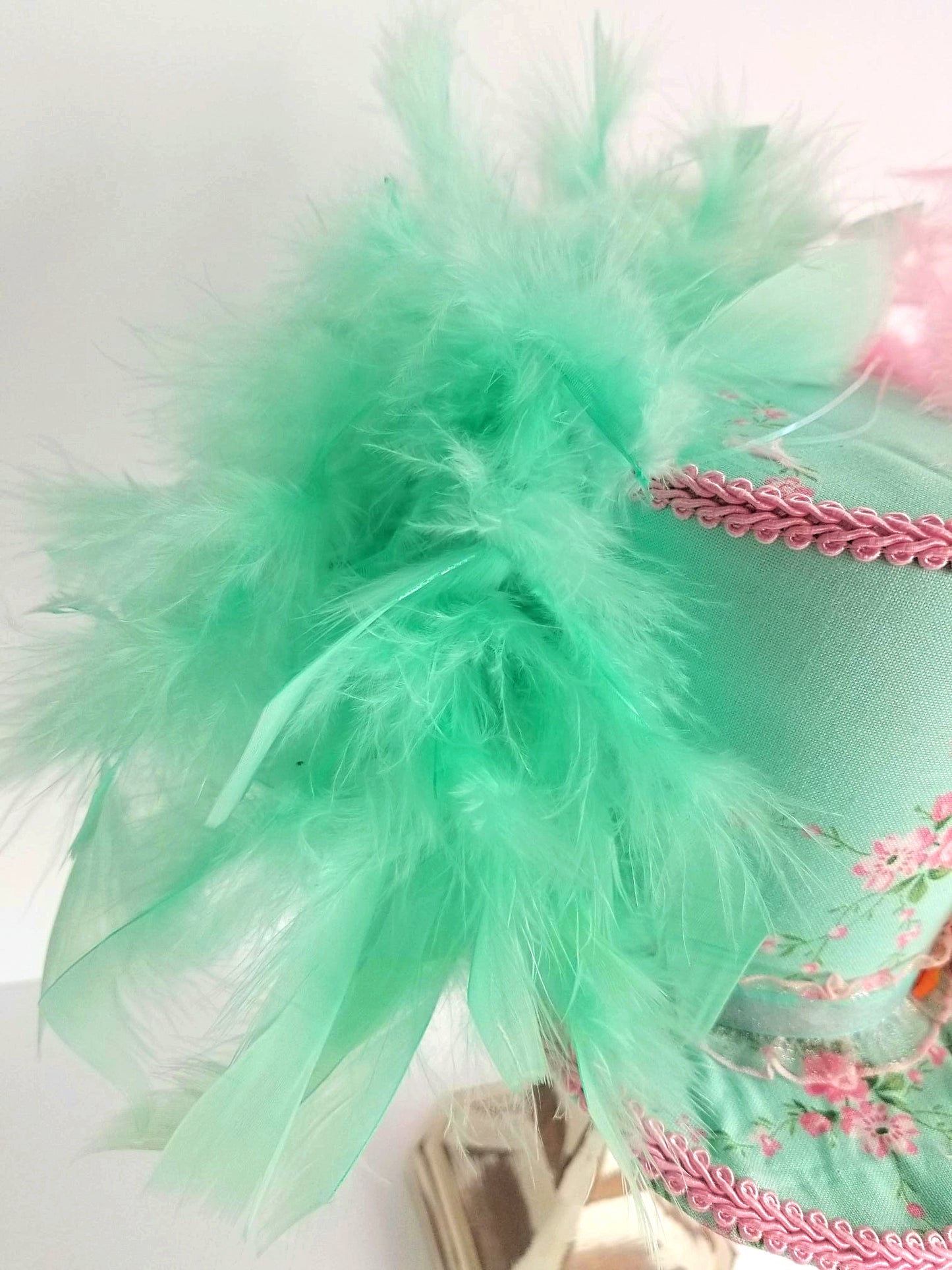 Pink Mint Rose Butterfly Mini Top Hat