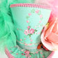 Pink Mint Rose Butterfly Mini Top Hat