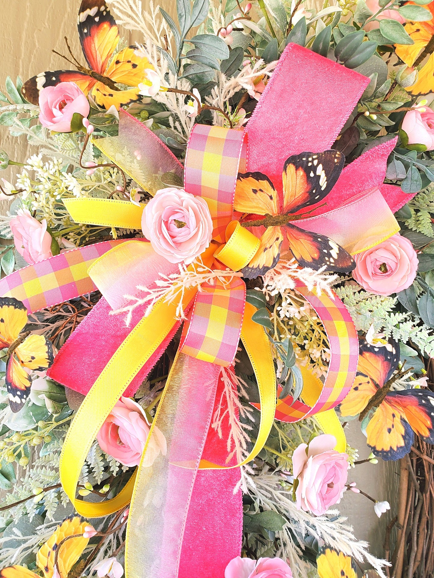 Floral Grapevine Butterfly Wreath