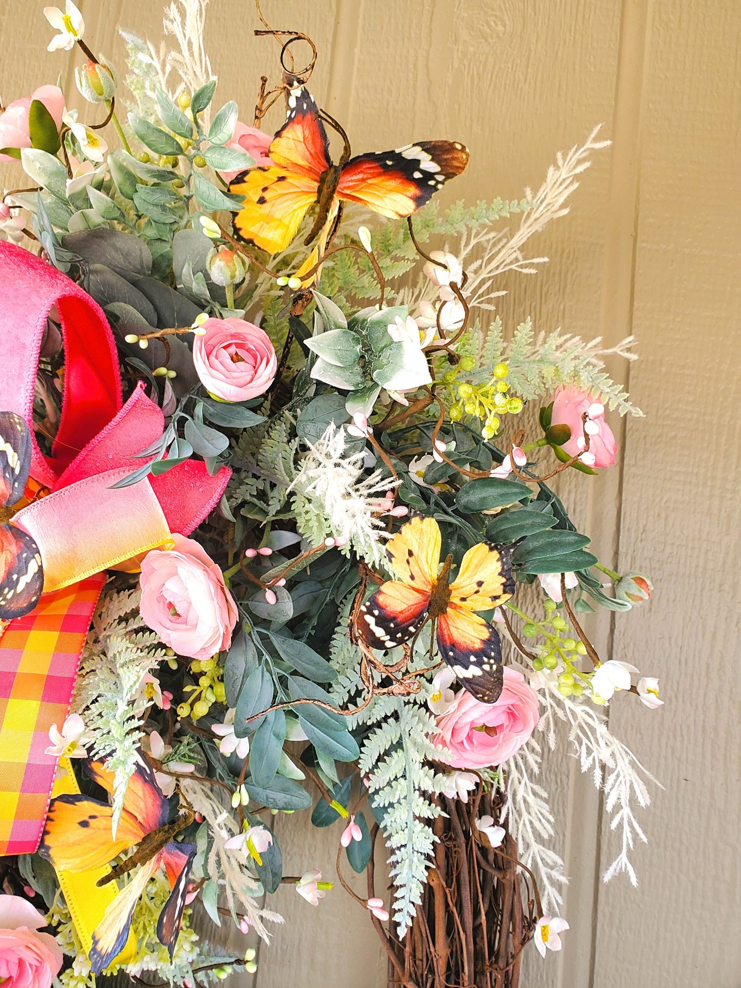 Floral Grapevine Butterfly Wreath