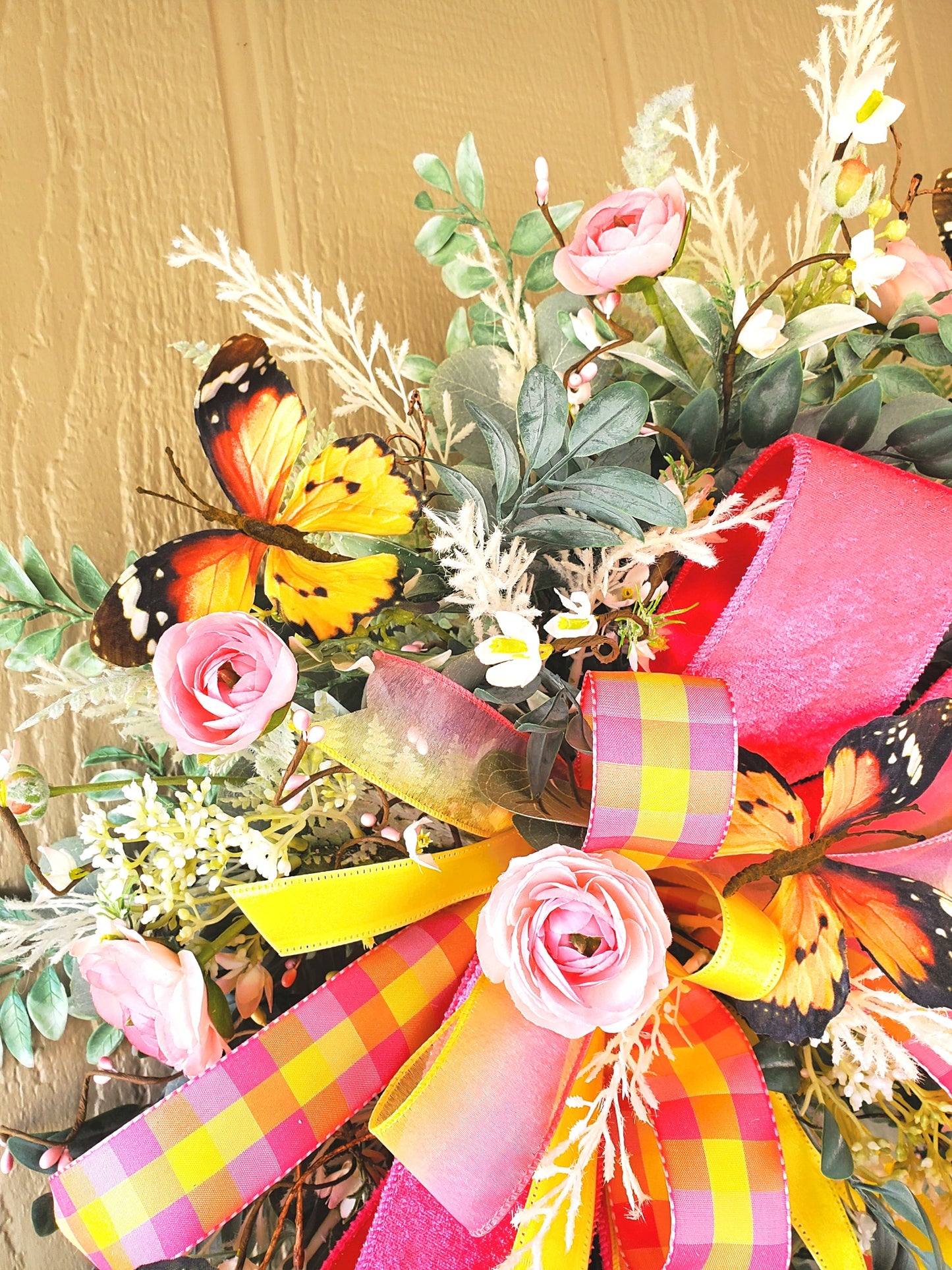 Floral Grapevine Butterfly Wreath