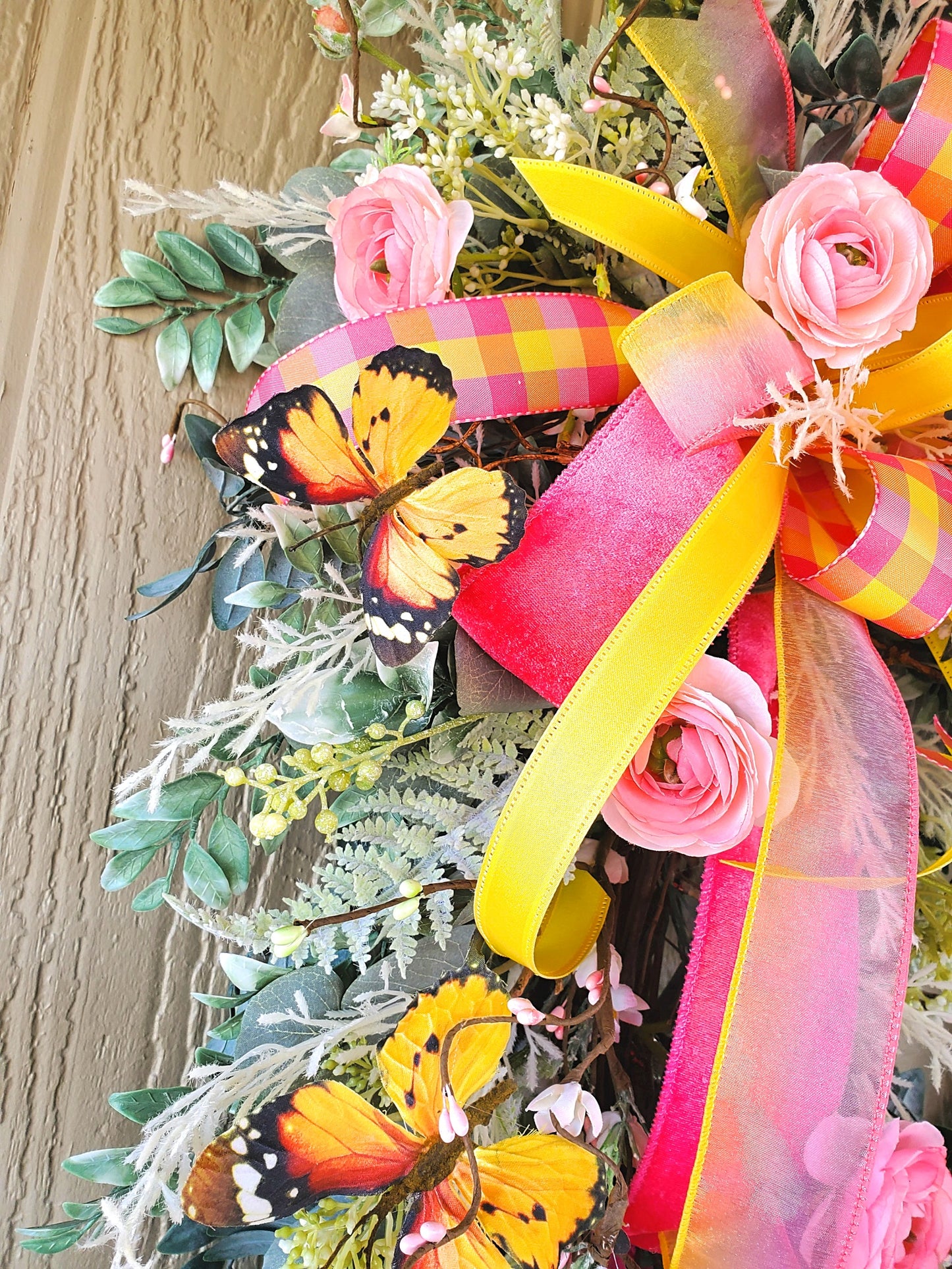 Floral Grapevine Butterfly Wreath