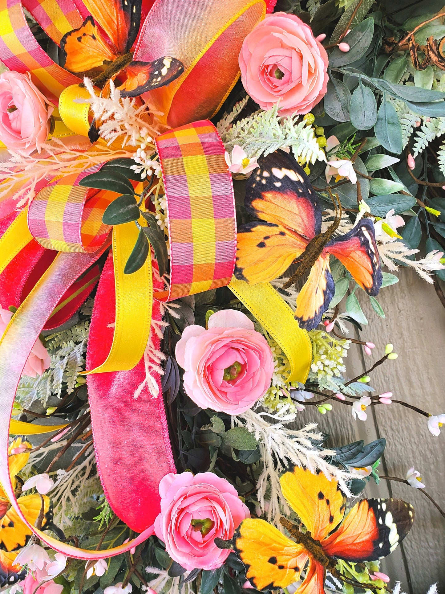 Floral Grapevine Butterfly Wreath