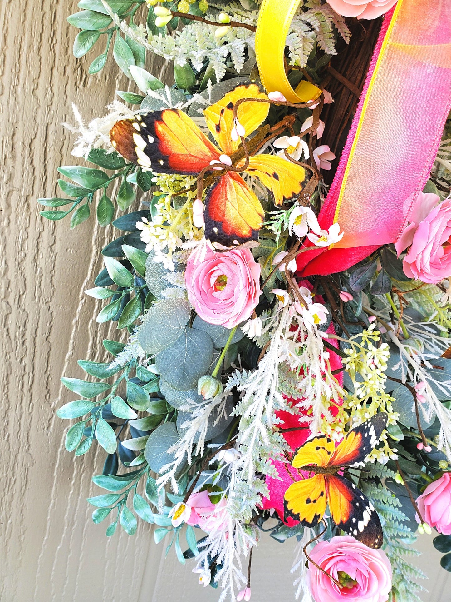 Floral Grapevine Butterfly Wreath