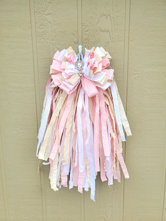 Pink Cream Rag Bow
