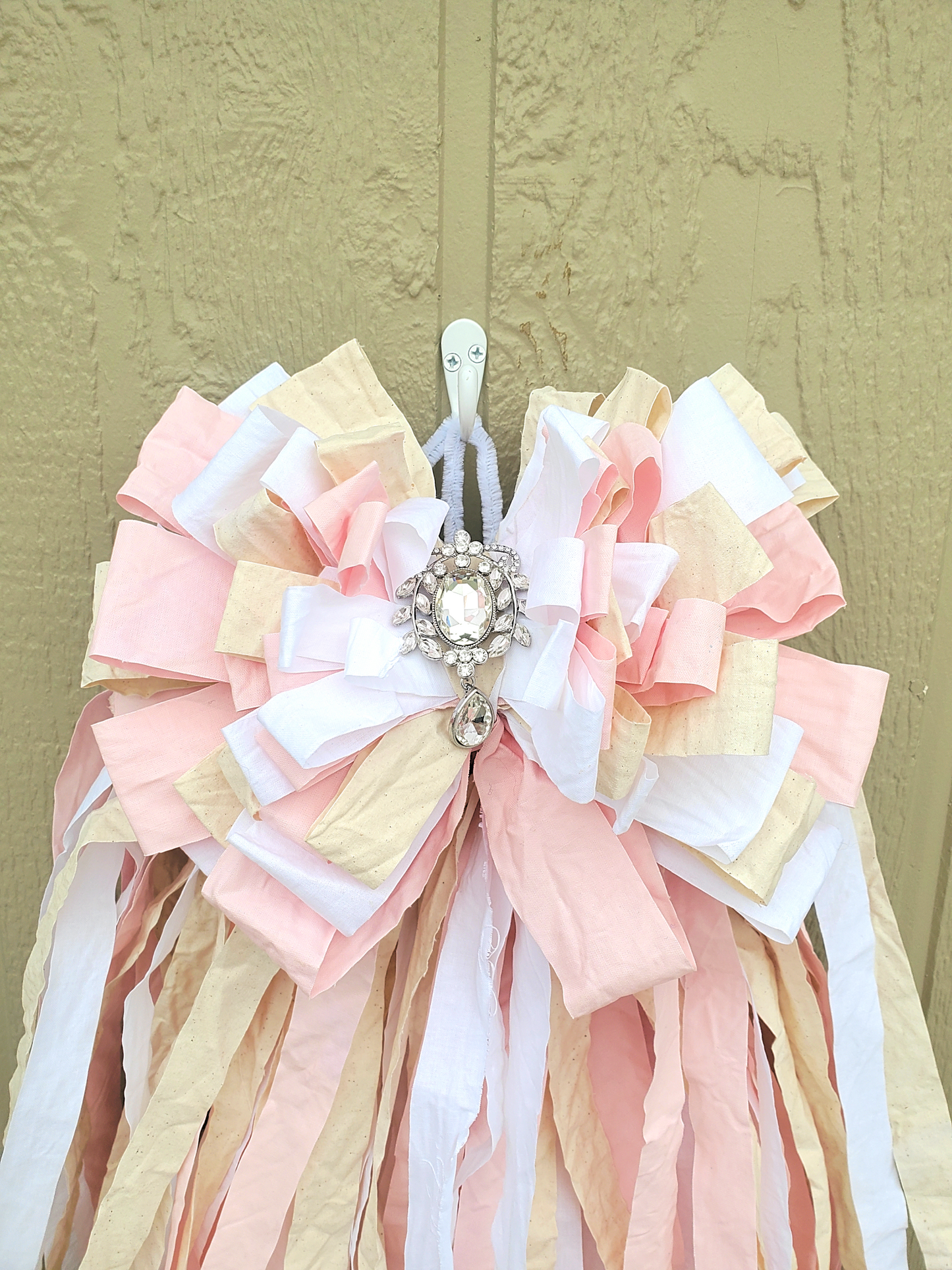 Pink Cream Rag Bow