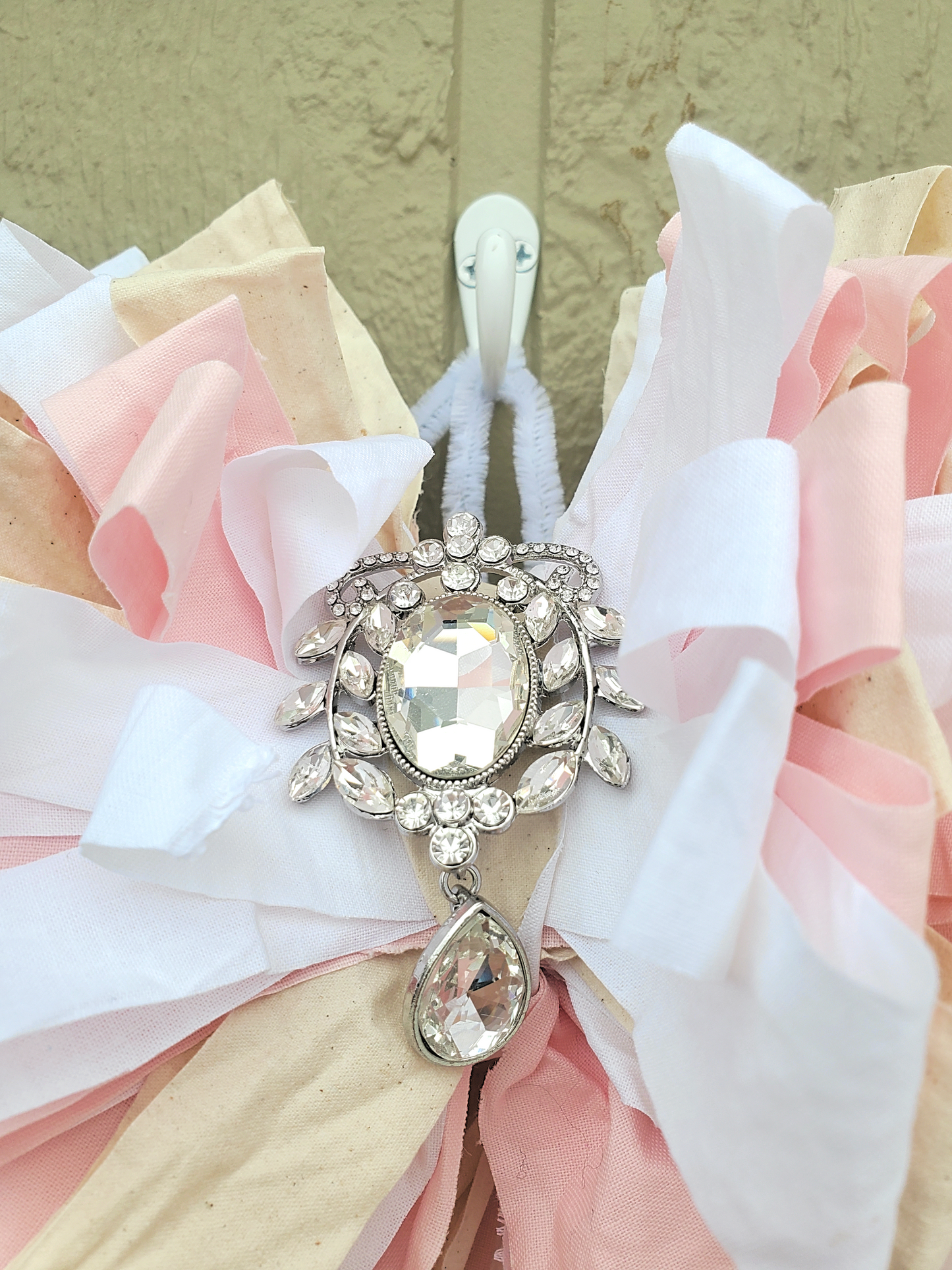 Pink Cream Rag Bow
