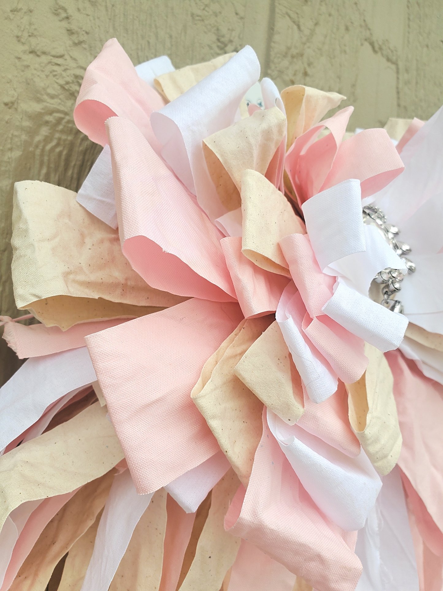 Pink Cream Rag Bow