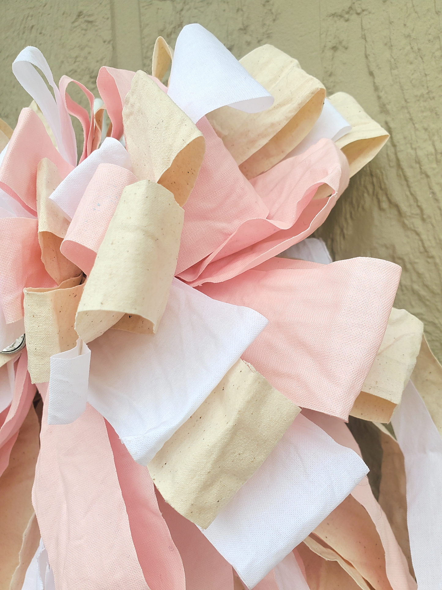 Pink Cream Rag Bow