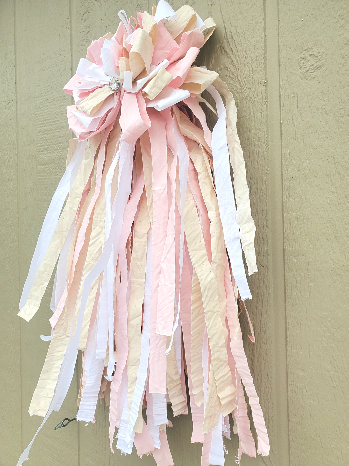 Pink Cream Rag Bow