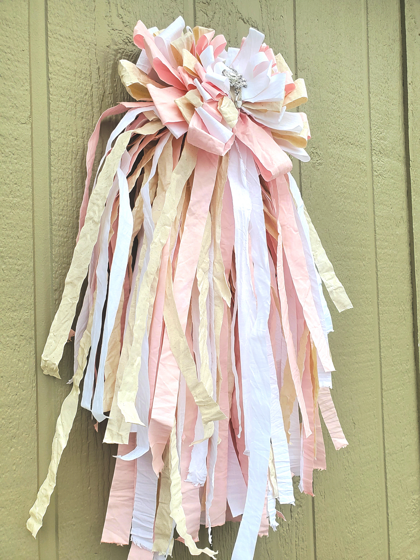 Pink Cream Rag Bow