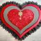 Red Black Velvet Striped 3D Valentine Wreath Attachment