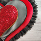 Red Black Velvet Striped 3D Valentine Wreath Attachment