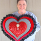 Red Black Velvet Striped 3D Valentine Wreath Attachment