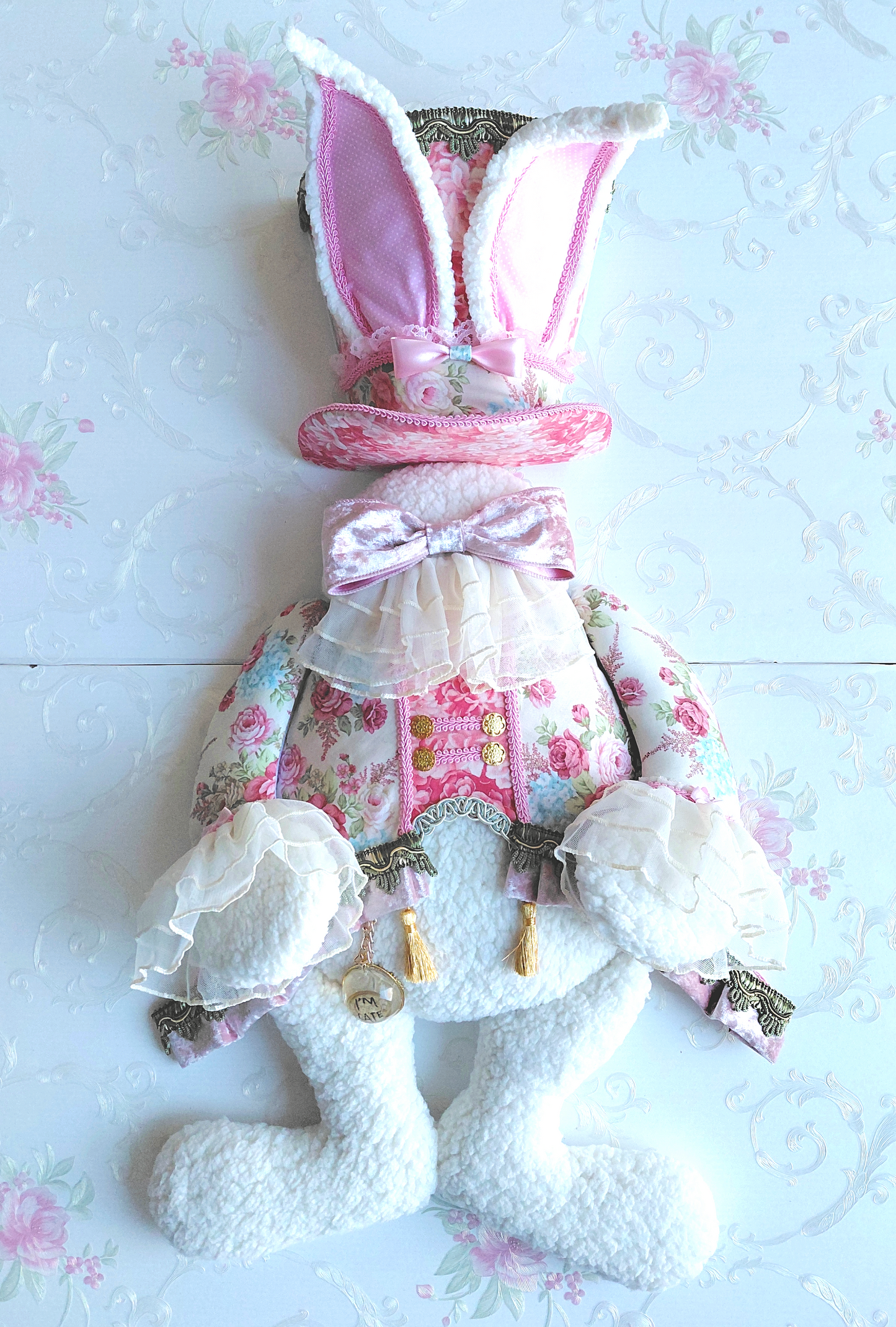 Victorian Rose Easter Bunny Wreath Attachment