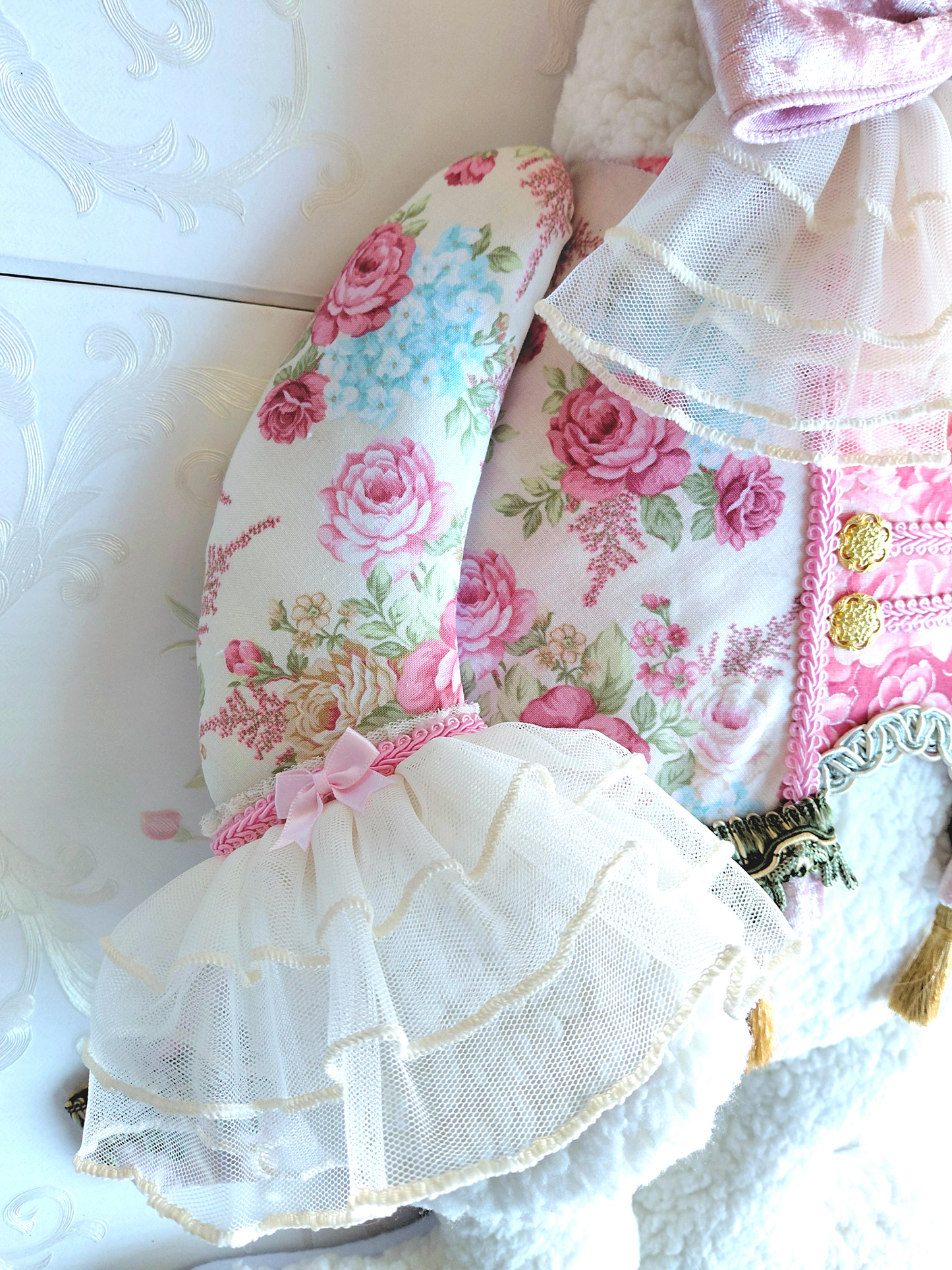 Victorian Rose Easter Bunny Wreath Attachment