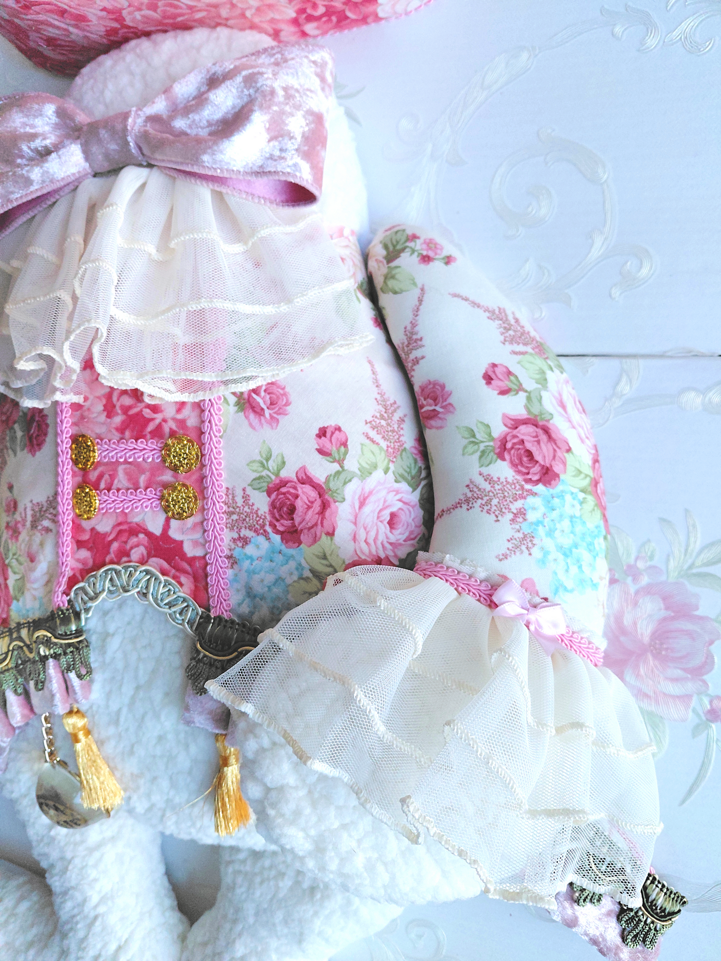 Victorian Rose Easter Bunny Wreath Attachment