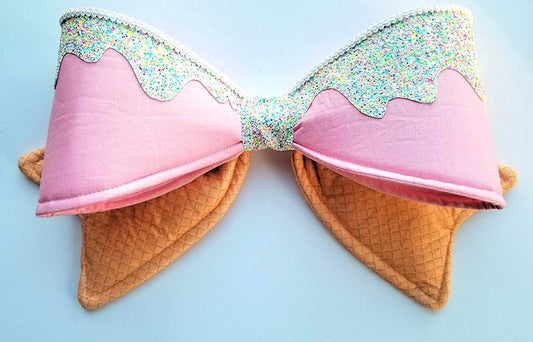 Pink Icing Wired Fabric Bow