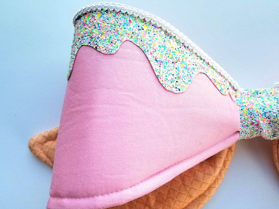 Pink Icing Wired Fabric Bow