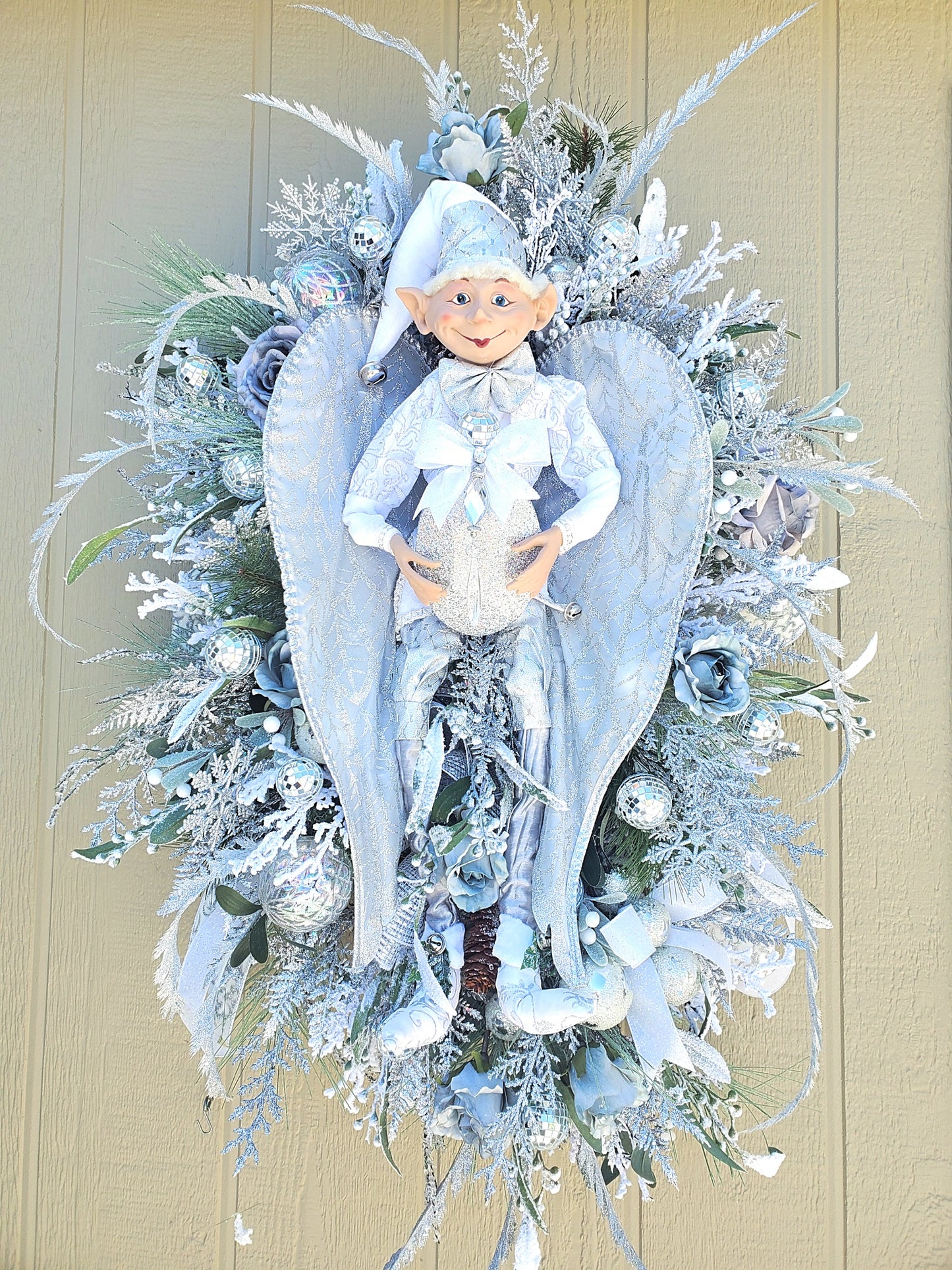 Silver White Elf Christmas Wreath