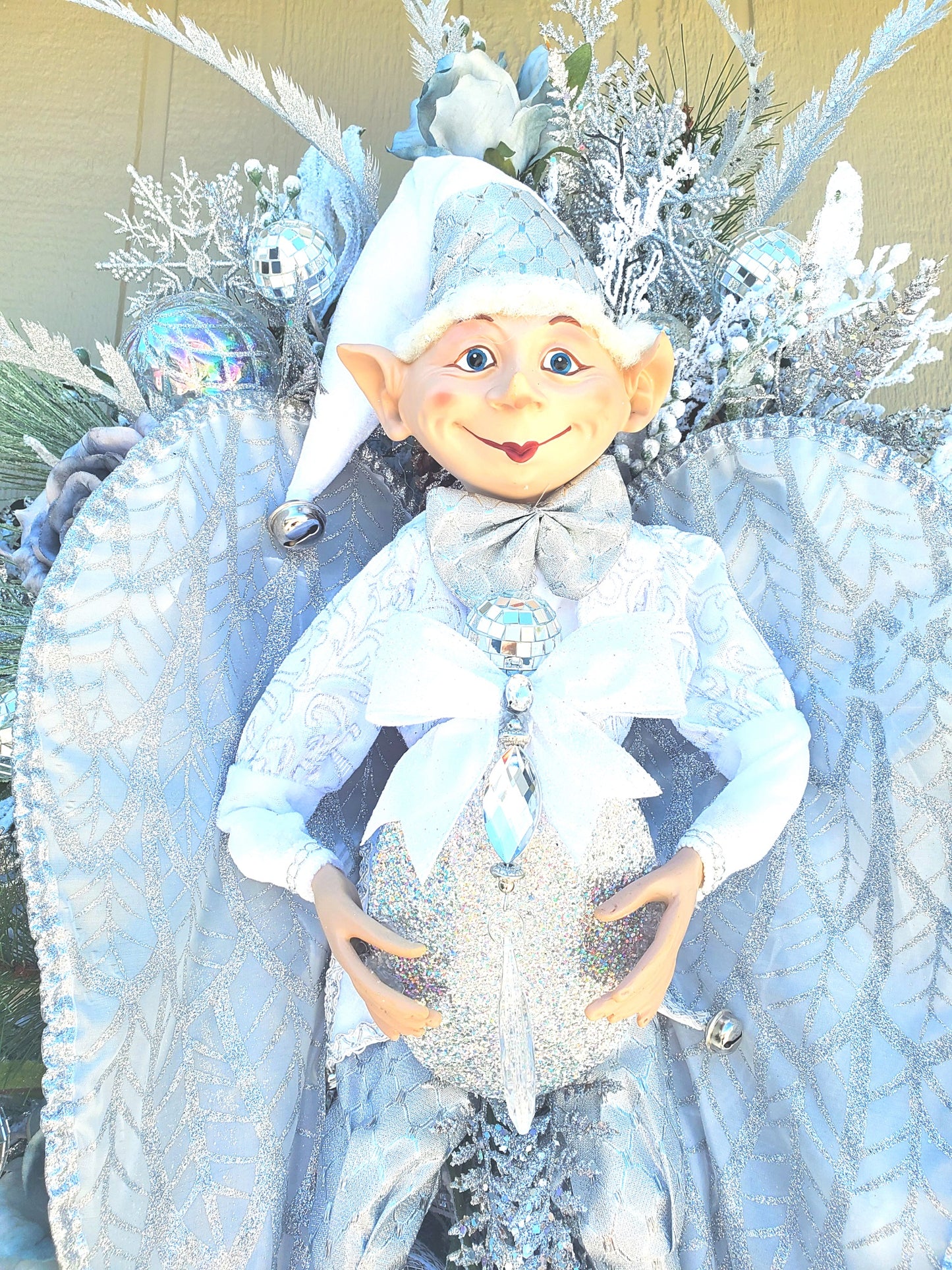 Silver White Elf Christmas Wreath