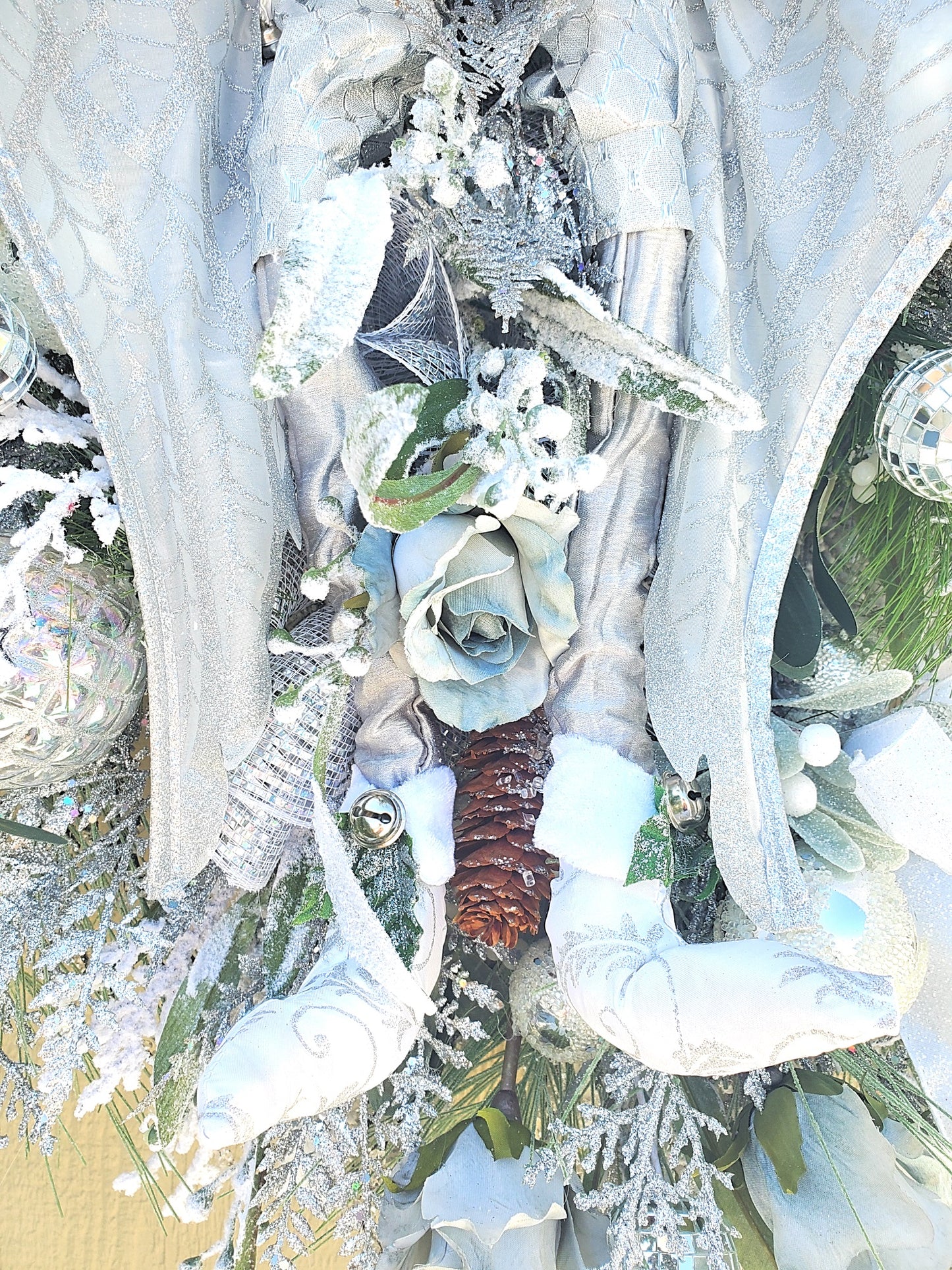 Silver White Elf Christmas Wreath