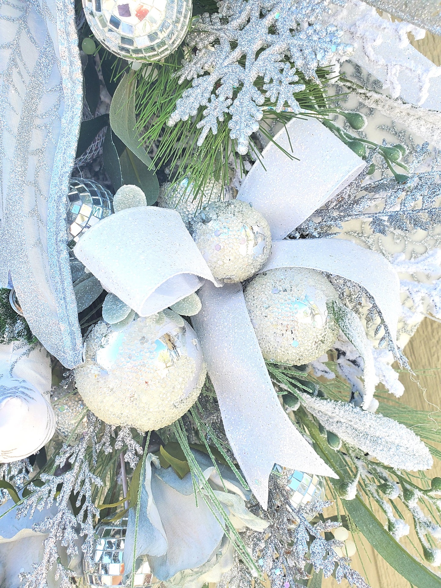 Silver White Elf Christmas Wreath