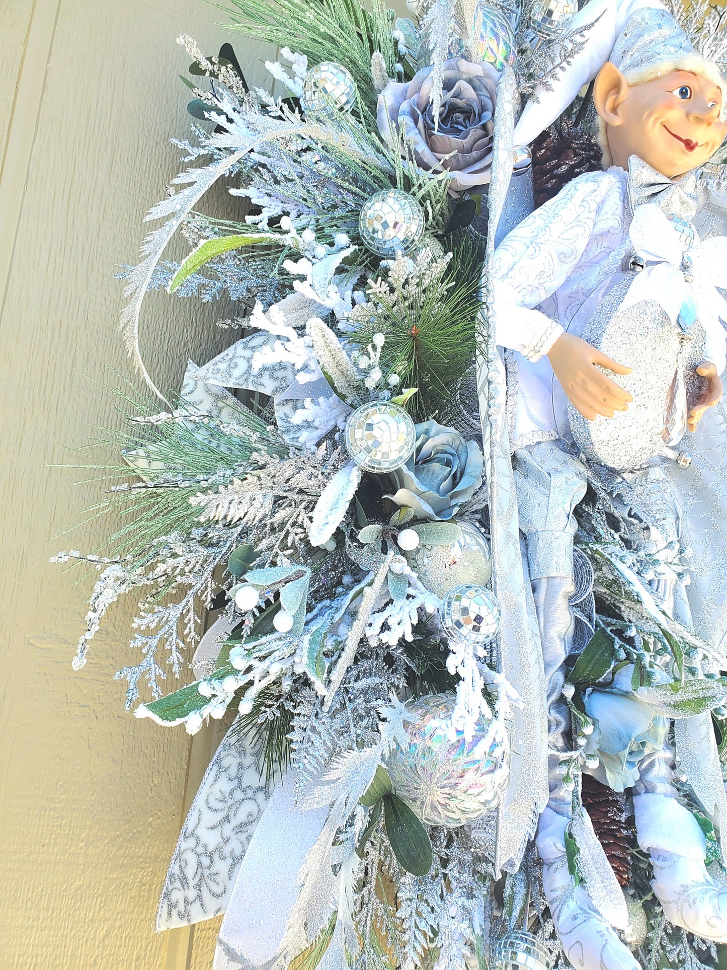 Silver White Elf Christmas Wreath