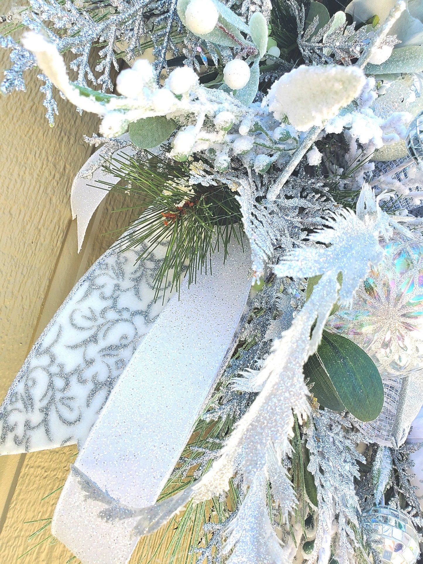 Silver White Elf Christmas Wreath