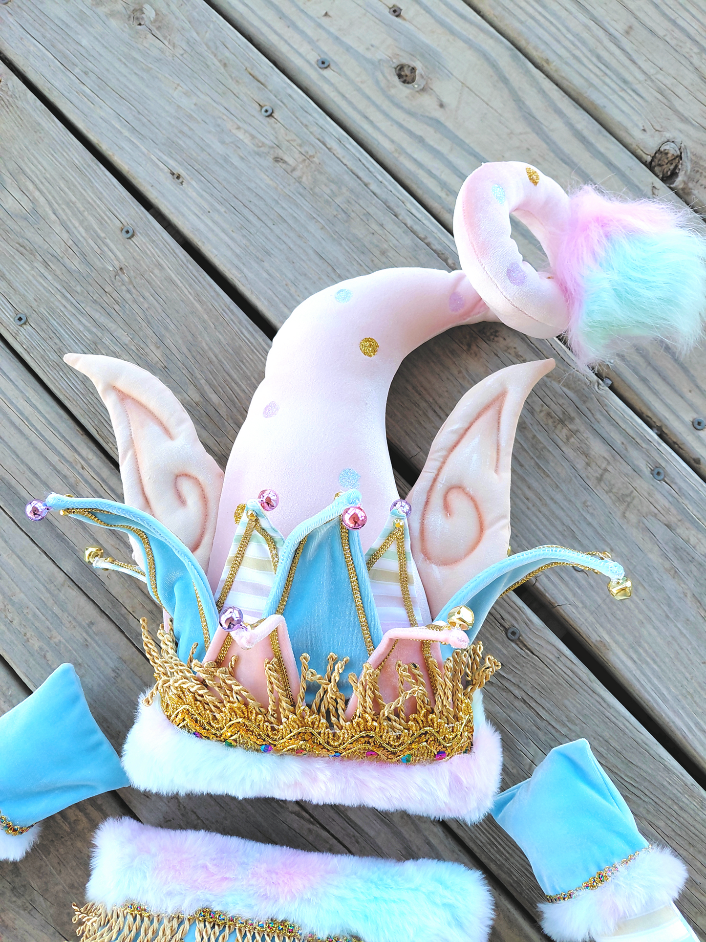 Spring Pastel Jester Elf Wreath Attachment
