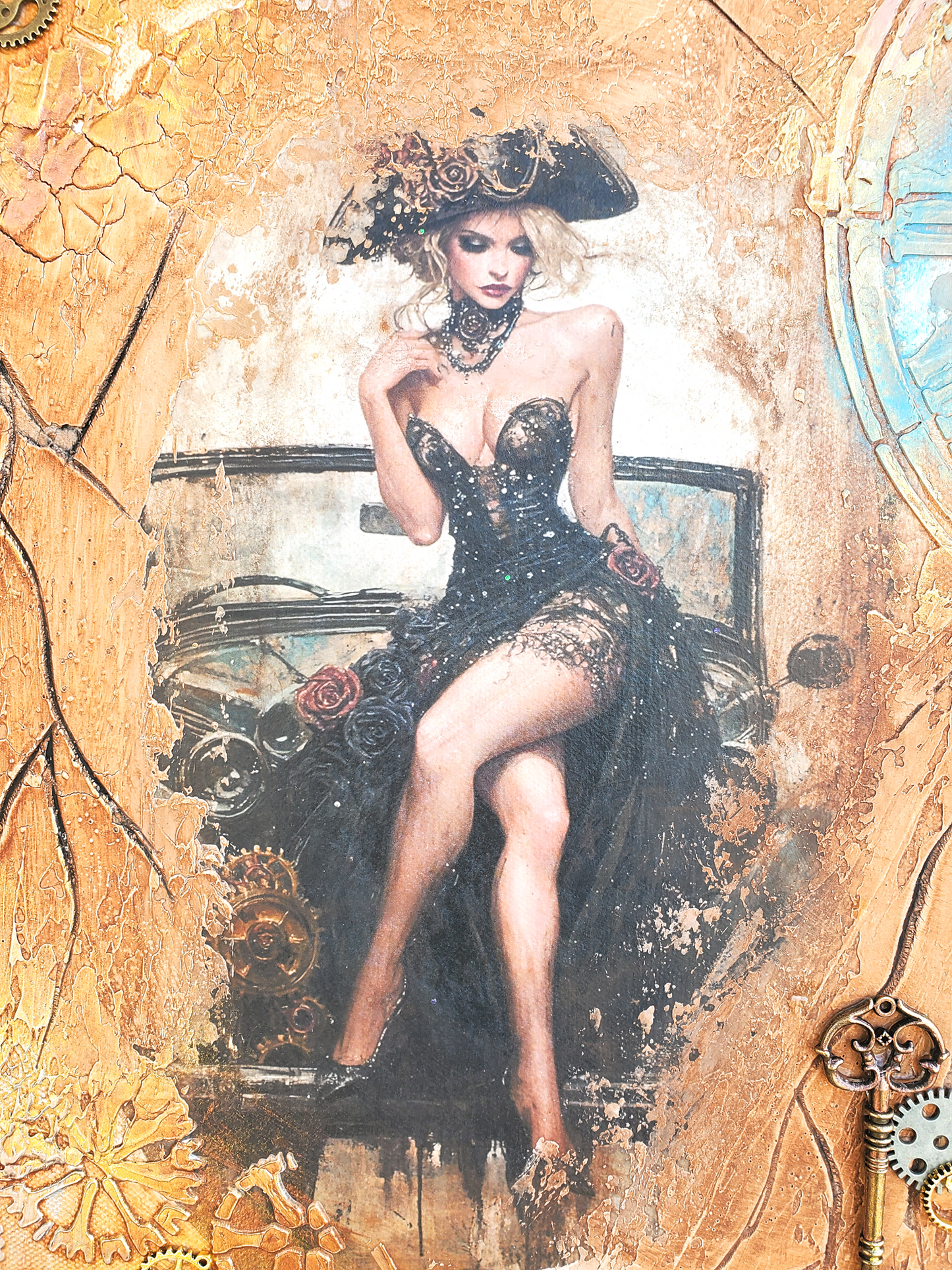 Steampunk Beauty Textured Wall Art