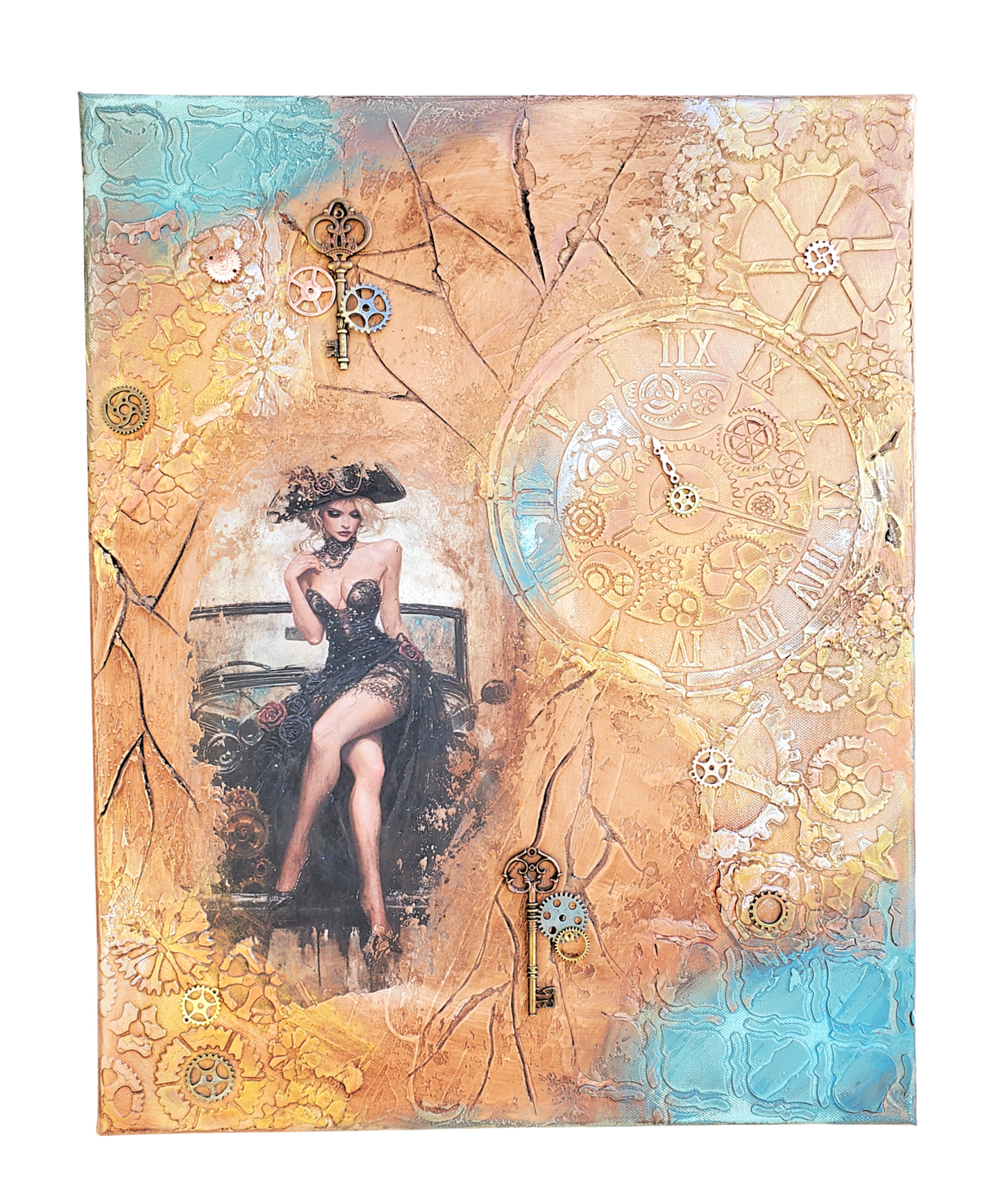 Steampunk Beauty Textured Wall Art