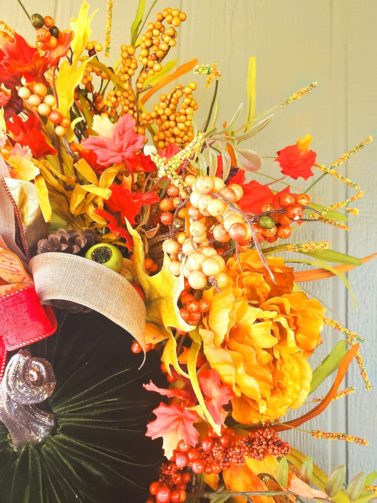 Velvet Pumpkin Fall Swag Wreath