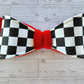 Red Velvet Checkered Wired Fabric Bow